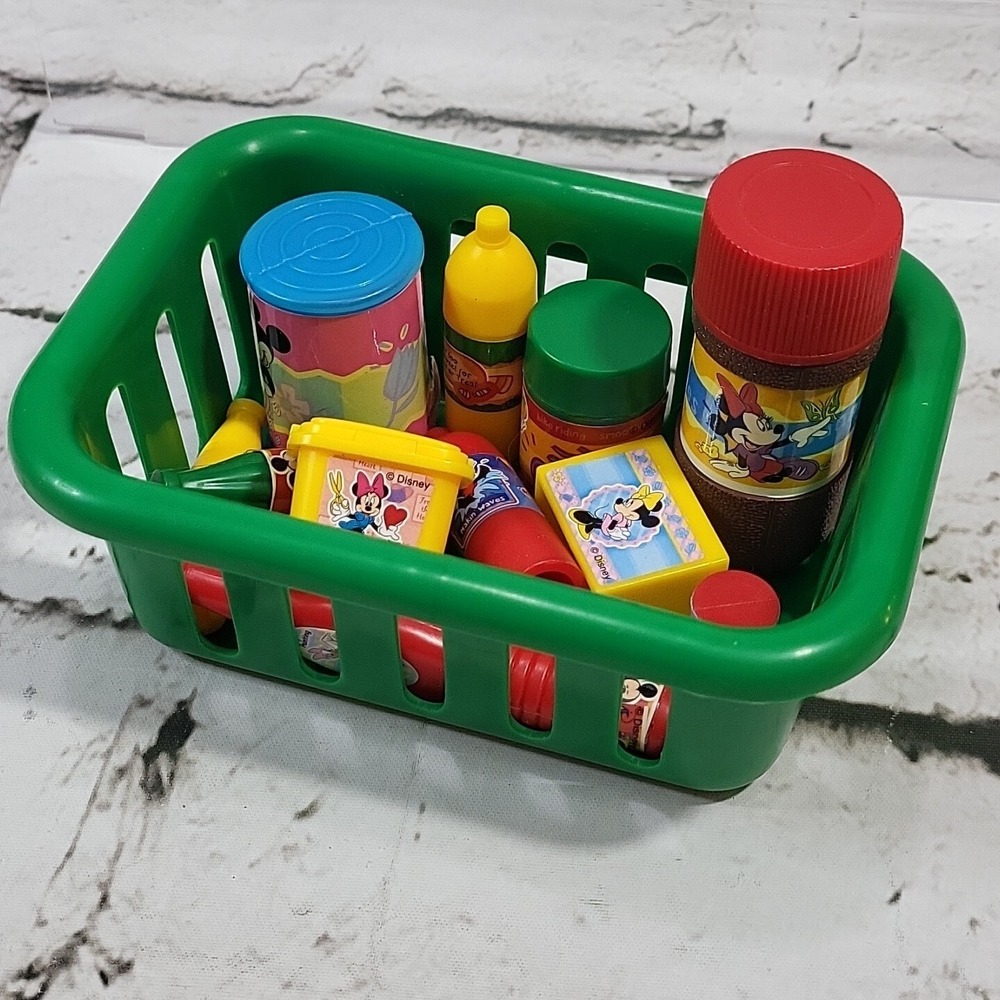 Disney Mickey Minnie Play Food And Basket Lot